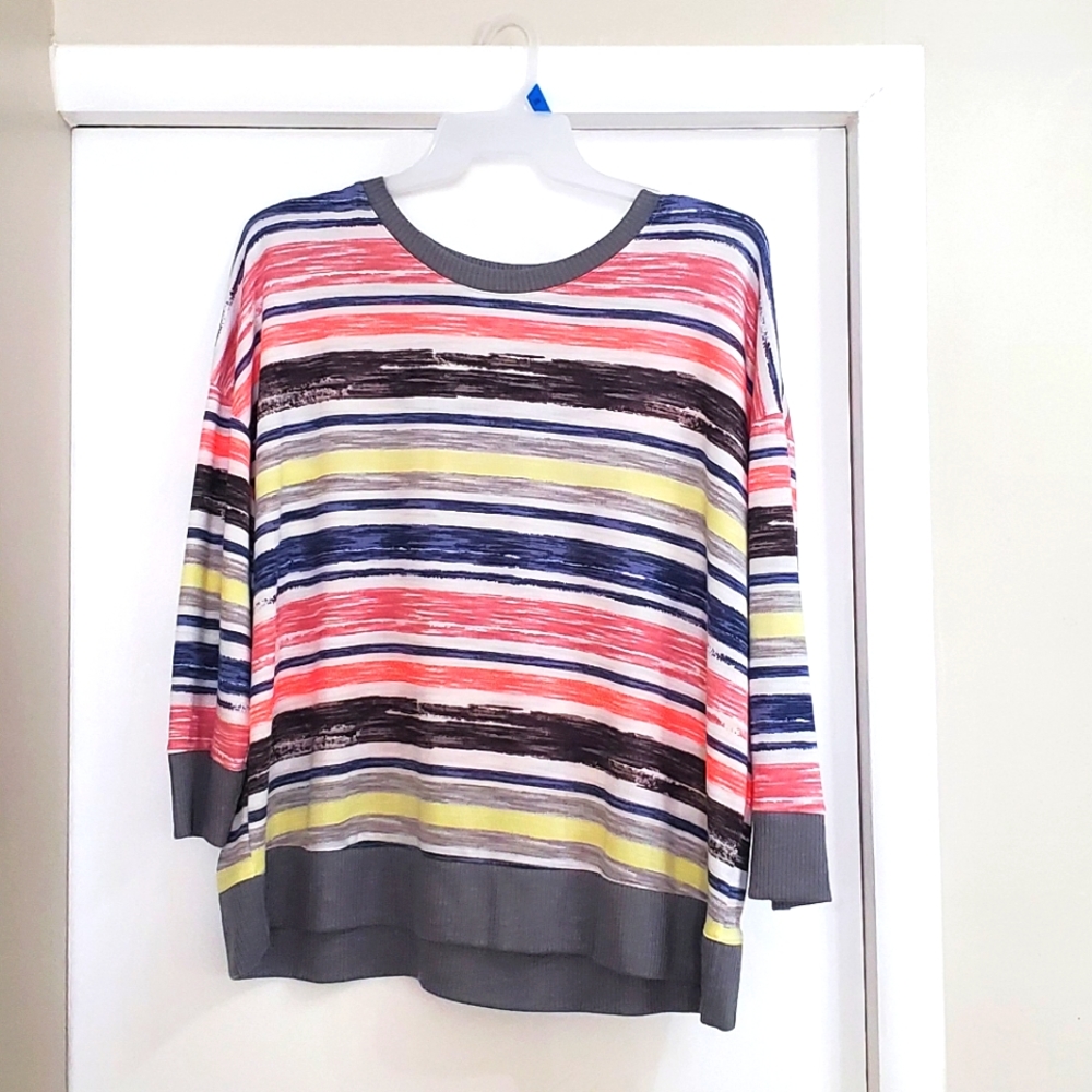 Multi-colored striped light Sweater Pajama Top by Secret Treasures
